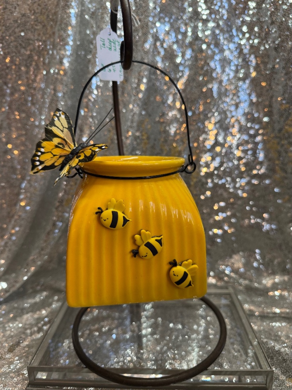 Bee hanging/sitting ceramic canister